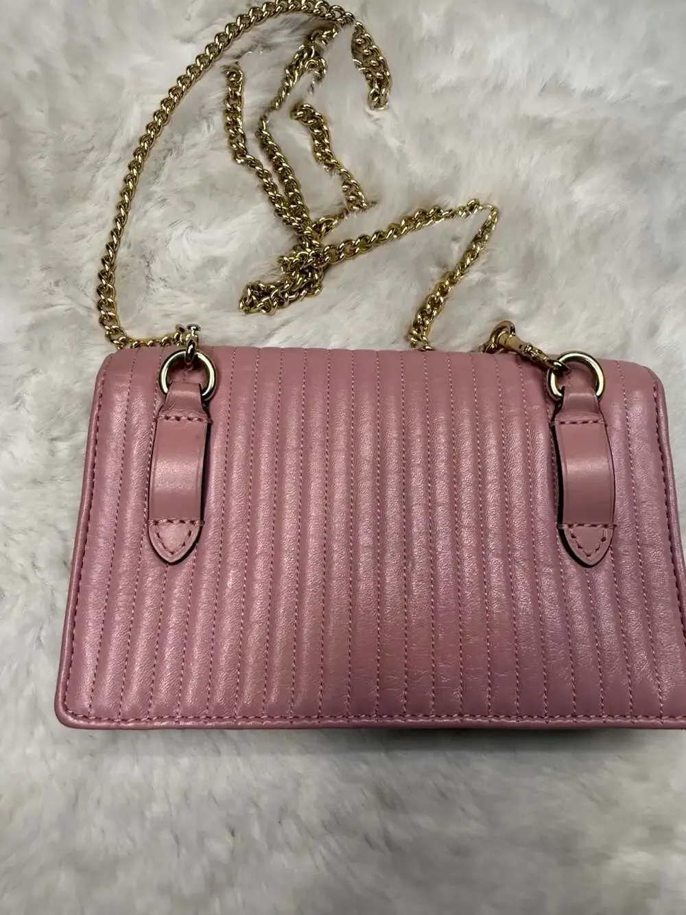 COACH Foldover Belt Bag With Linear Quilting C4462 True Pink Leather Crossbody